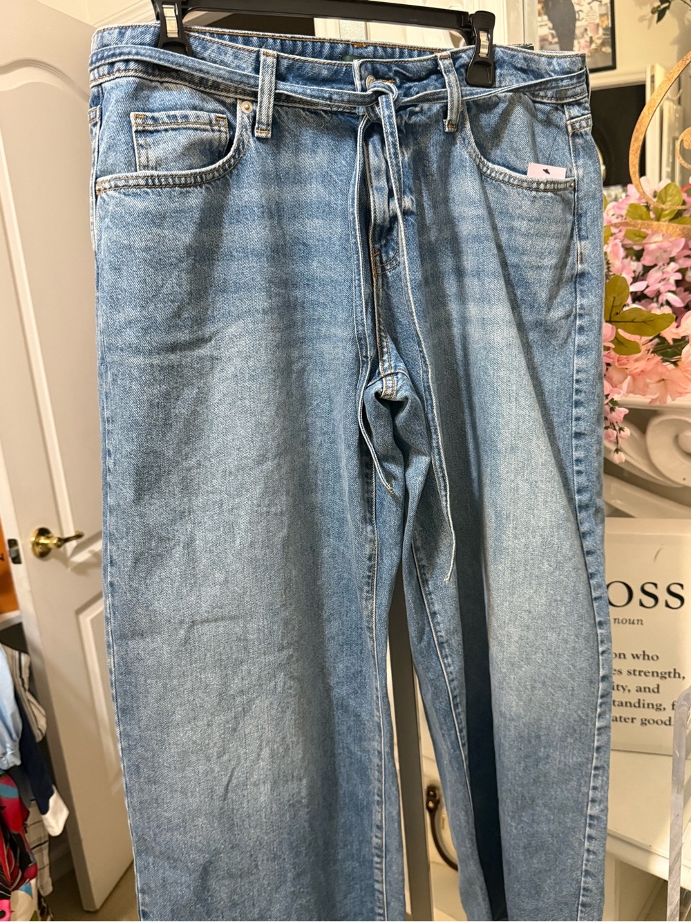 Wild Fable Blue Wide Straight jeans /belted 12 NWT - Picture 6 of 8